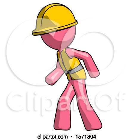 Pink Construction Worker Contractor Man Suspense Action Pose Facing Left by Leo Blanchette