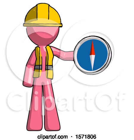 Pink Construction Worker Contractor Man Holding a Large Compass by Leo Blanchette