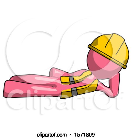 Pink Construction Worker Contractor Man Reclined on Side by Leo Blanchette