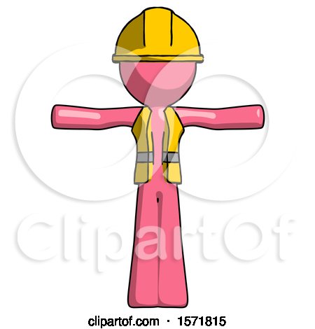 Pink Construction Worker Contractor Man T-Pose Arms up Standing by Leo Blanchette