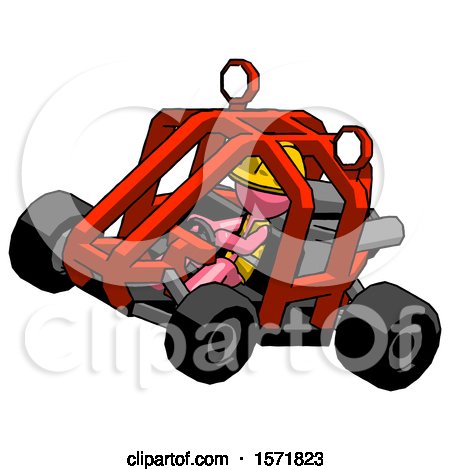Pink Construction Worker Contractor Man Riding Sports Buggy Side Top Angle View by Leo Blanchette