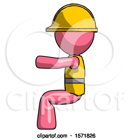 Pink Construction Worker Contractor Man Sitting or Driving Position by Leo Blanchette