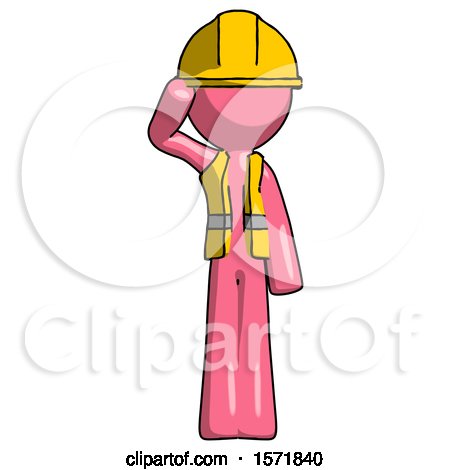 Pink Construction Worker Contractor Man Soldier Salute Pose by Leo Blanchette