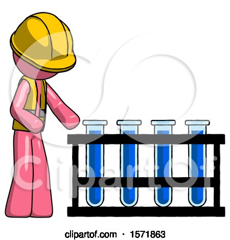 Pink Construction Worker Contractor Man Using Test Tubes or Vials on Rack by Leo Blanchette
