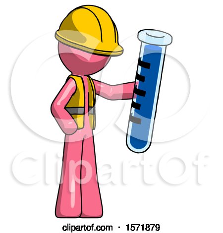 Pink Construction Worker Contractor Man Holding Large Test Tube by Leo Blanchette