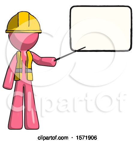 Pink Construction Worker Contractor Man Giving Presentation in Front of Dry-erase Board by Leo Blanchette
