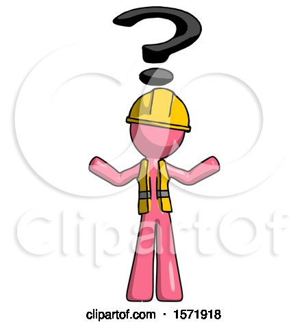 Pink Construction Worker Contractor Man with Question Mark Above Head, Confused by Leo Blanchette