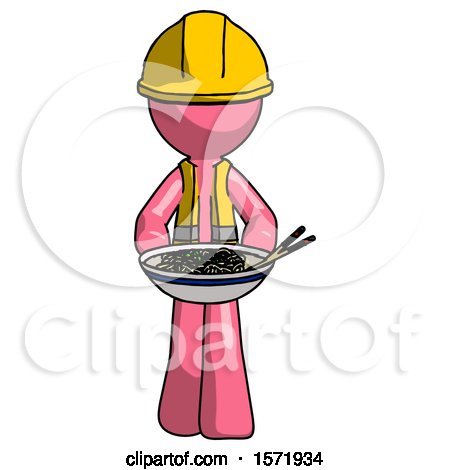 Pink Construction Worker Contractor Man Serving or Presenting Noodles by Leo Blanchette