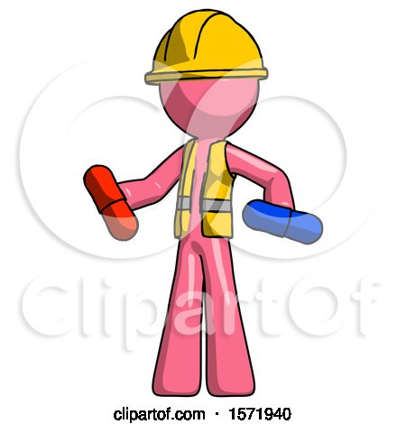 Pink Construction Worker Contractor Man Red Pill or Blue Pill Concept by Leo Blanchette