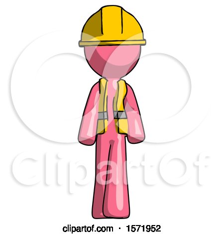 Pink Construction Worker Contractor Man Walking Front View by Leo Blanchette