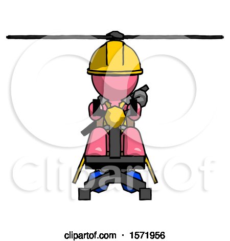 Pink Construction Worker Contractor Man Flying in Gyrocopter Front View by Leo Blanchette