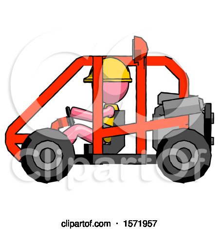 Pink Construction Worker Contractor Man Riding Sports Buggy Side View by Leo Blanchette