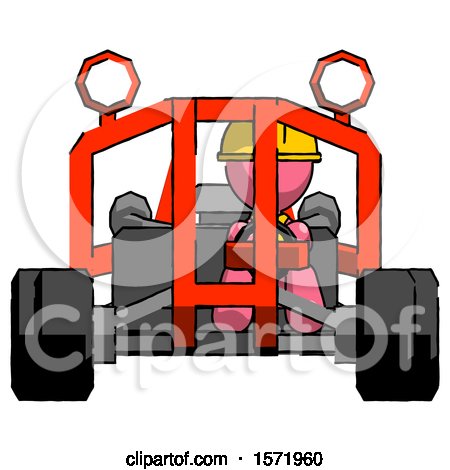 Pink Construction Worker Contractor Man Riding Sports Buggy Front View by Leo Blanchette