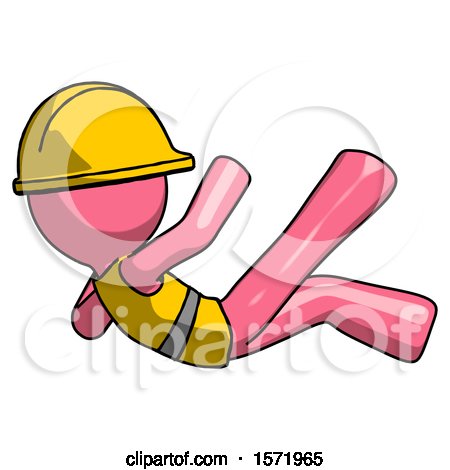 Pink Construction Worker Contractor Man Falling Backwards by Leo Blanchette