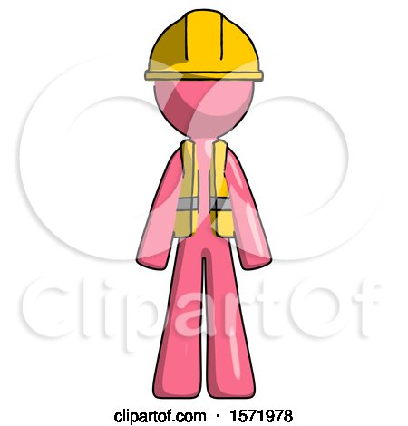 Pink Construction Worker Contractor Man Standing Facing Forward by Leo Blanchette