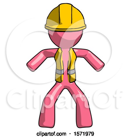 Pink Construction Worker Contractor Male Sumo Wrestling Power Pose by Leo Blanchette