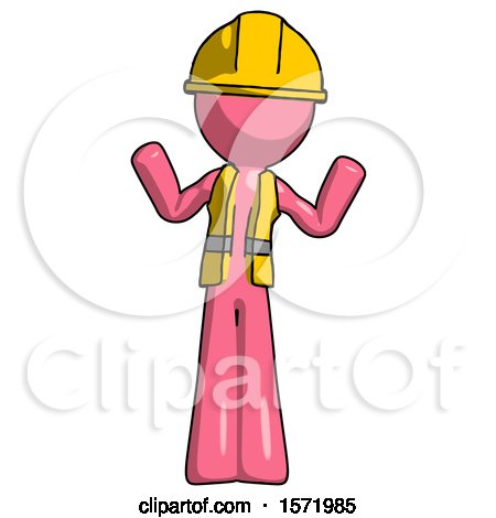 Pink Construction Worker Contractor Man Shrugging Confused by Leo Blanchette