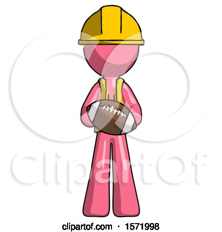 Pink Construction Worker Contractor Man Giving Football to You by Leo Blanchette