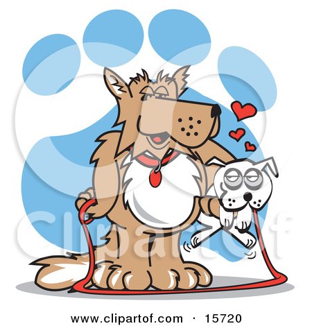 Dog Holding A Little White Dog In His Arms Clipart Illustration by Andy Nortnik
