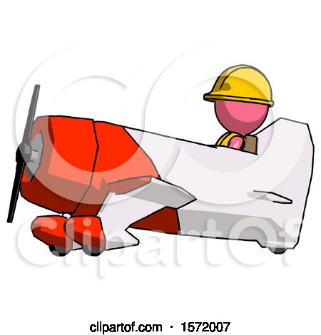 Pink Construction Worker Contractor Man in Geebee Stunt Aircraft Side View by Leo Blanchette