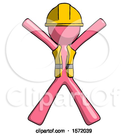Pink Construction Worker Contractor Man Jumping or Flailing by Leo Blanchette