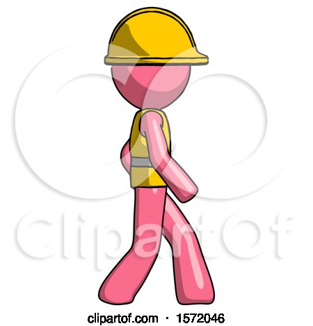 Pink Construction Worker Contractor Man Walking Right Side View by Leo Blanchette