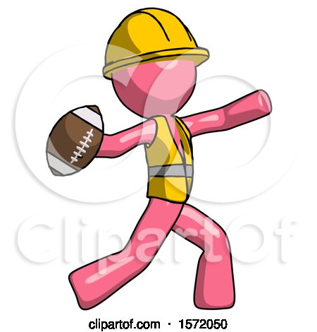 Pink Construction Worker Contractor Man Throwing Football by Leo Blanchette