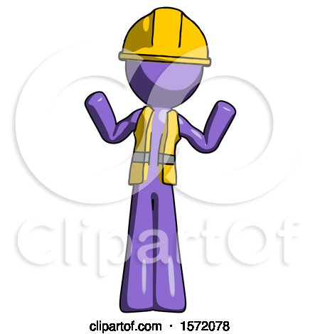 Purple Construction Worker Contractor Man Shrugging Confused by Leo Blanchette