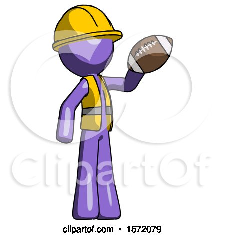Purple Construction Worker Contractor Man Holding Football up by Leo Blanchette