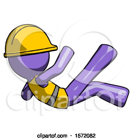 Purple Construction Worker Contractor Man Falling Backwards by Leo Blanchette