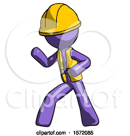 Purple Construction Worker Contractor Man Martial Arts Defense Pose Left by Leo Blanchette