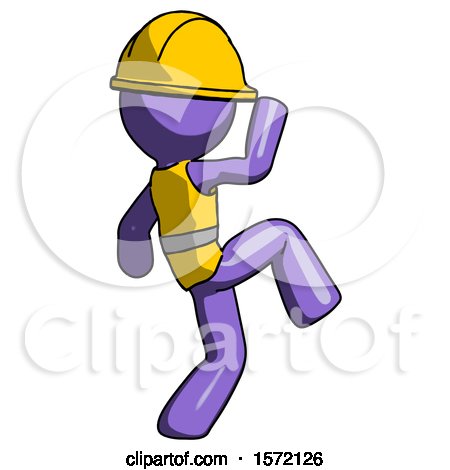 Purple Construction Worker Contractor Man Kick Pose Start by Leo Blanchette