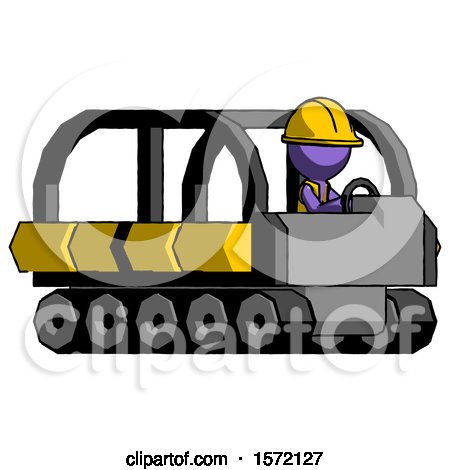 Purple Construction Worker Contractor Man Driving Amphibious Tracked Vehicle Side Angle View by Leo Blanchette