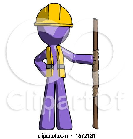 Purple Construction Worker Contractor Man Holding Staff or Bo Staff by Leo Blanchette