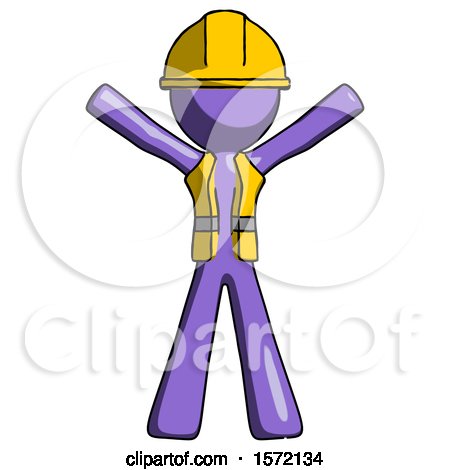 Purple Construction Worker Contractor Man Surprise Pose, Arms and Legs out by Leo Blanchette