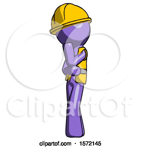 Purple Construction Worker Contractor Man Thinking, Wondering, or Pondering by Leo Blanchette