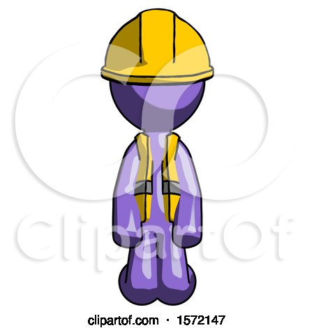 Purple Construction Worker Contractor Man Kneeling Front Pose by Leo Blanchette