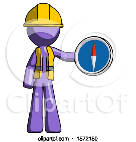Purple Construction Worker Contractor Man Holding a Large Compass by Leo Blanchette