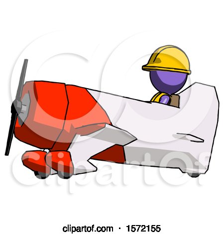 Purple Construction Worker Contractor Man in Geebee Stunt Aircraft Side View by Leo Blanchette