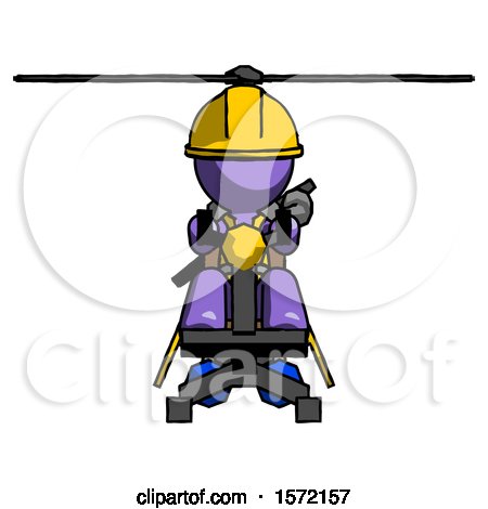 Purple Construction Worker Contractor Man Flying in Gyrocopter Front View by Leo Blanchette