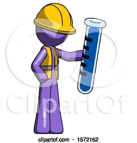Purple Construction Worker Contractor Man Holding Large Test Tube by Leo Blanchette