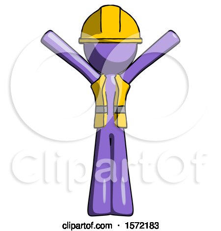 Purple Construction Worker Contractor Man with Arms out Joyfully by Leo Blanchette