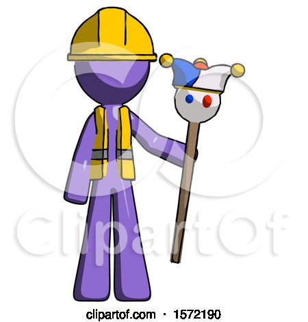 Purple Construction Worker Contractor Man Holding Jester Staff by Leo Blanchette