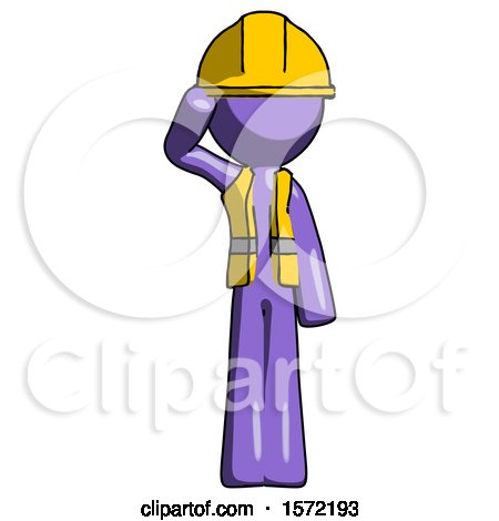 Purple Construction Worker Contractor Man Soldier Salute Pose by Leo Blanchette