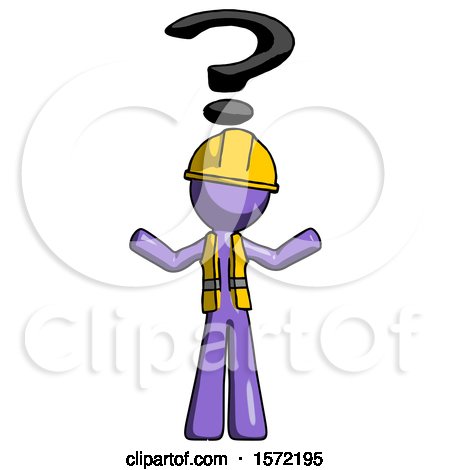 Purple Construction Worker Contractor Man with Question Mark Above Head, Confused by Leo Blanchette