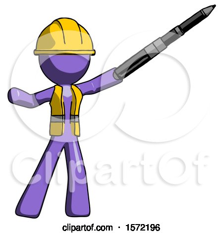 Purple Construction Worker Contractor Man Demonstrating That Indeed the Pen Is Mightier by Leo Blanchette
