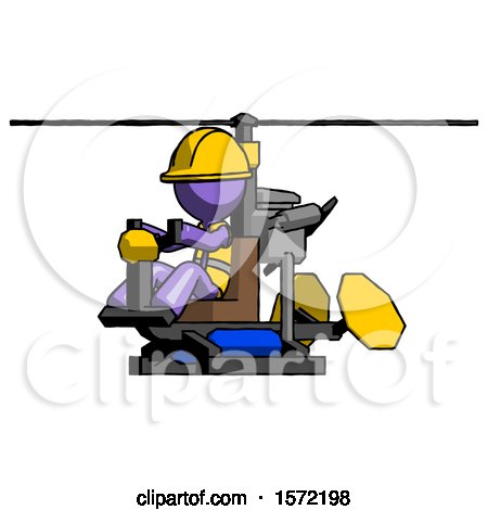 Purple Construction Worker Contractor Man Flying in Gyrocopter Front Side Angle View by Leo Blanchette