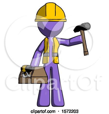 Purple Construction Worker Contractor Man Holding Tools and Toolchest Ready to Work by Leo Blanchette