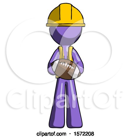 Purple Construction Worker Contractor Man Giving Football to You by Leo Blanchette
