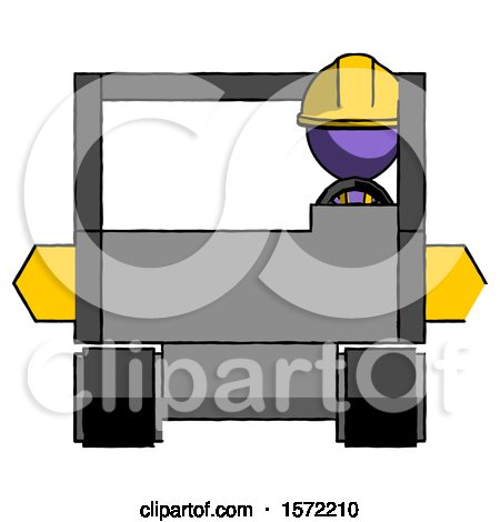Purple Construction Worker Contractor Man Driving Amphibious Tracked Vehicle Front View by Leo Blanchette